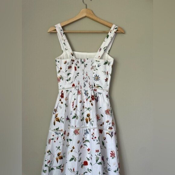 NEW Reformation Everett Linen Midi Dress Corsini White Multi Floral | US 0 UK 4 - Picture 8 of 16